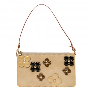 مملوكة مسبقًا Louis Vuitton Beige Monogram Vernis Lexington Fleurs Pochette Bag