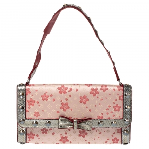 Pre Owned  Louis Vuitton Red Cherry Blossom Monogram Satin Limited Edition Takashi Murakami Bag