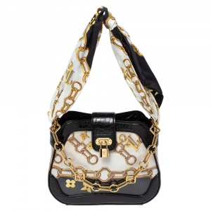 Pre Owned Louis Vuitton Black Alligator and Monogram Charms Linda Scarf Bag