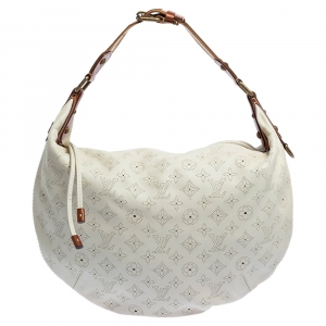 مملوكة مسبقًا Louis Vuitton White Monogram Leather Limited Edition Onatah GM Bag