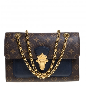 Pre Owned Louis Vuitton Navy Blue Monogram Canvas Victoire Bag
