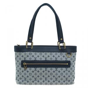 مملوكة مسبقًا Louis Vuitton Navy Mini Lin Canvas Lucille PM with Wallet