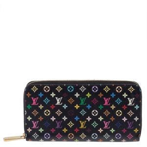 مملوكة مسبقًا Louis Vuitton Black Multicolore Monogram Canvas Zippy Wallet