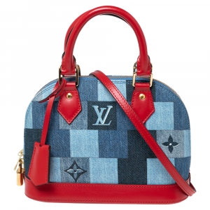 مملوكة مسبقًا Louis Vuitton Blue/Red Denim Monogram Check Alma BB Bag