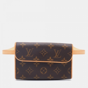 Pre Owned Louis Vuitton Brown Monogram Coated Canvas Pochette Florentine Belt Bag