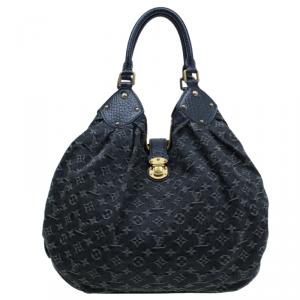 مملوكة مسبقًا Louis Vuitton Black Monogram Denim Large Mahina Hobo Bag