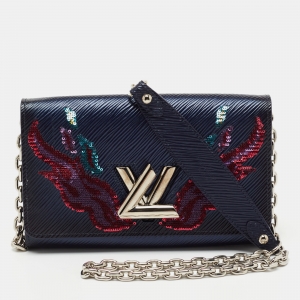 مملوكة مسبقًا Louis Vuitton Dark Blue Ombre Epi Leather and Sequins Twist Wallet On Chain