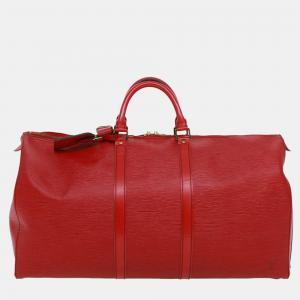 Louis Vuitton Red Epi Leather Keepall 55 Duffel Bag