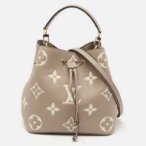 Pre Owned Louis Vuitton Torterelle/Cream Monogram Empreinte Leather NeoNoe MM Bag