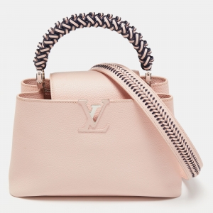 Louis Vuitton Pink Leather Braided Handle Capucines MM Bag