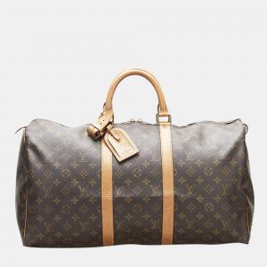 Louis Vuitton Brown Canvas Monogram Keepall 50 Duffel Bag
