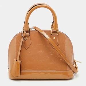Pre Owned Louis Vuitton Beige Poudre Monogram Vernis Alma BB Bag