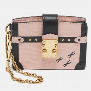 Louis Vuitton Rose Ballerine/Black Epi Leather Trunk Multicartes Wallet