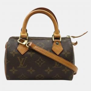 Pre Owned Louis Vuitton Brown Monogram Canvas Speedy Mini Top Handle Bag