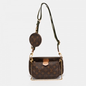 Pre Owned Louis Vuitton Fatigue Green Monogram Canvas Multi Pochette Accessoires