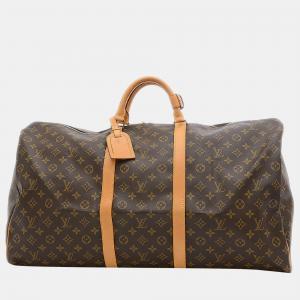 Pre Owned Louis Vuitton Brown Monogram Canvas Keepall 60 Duffel Bag