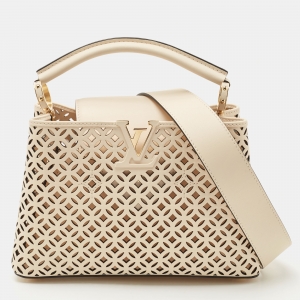 Pre Owned Louis Vuitton Light Beige Leather Limited Edition Garden Party Capucines BB Bag