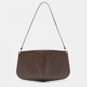 Pre Owned Louis Vuitton Moka Epi Leather Demi Lune Pochette Bag