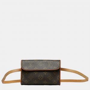 Pre Owned Louis Vuitton Brown Canvas Monogram Pochette Florentine