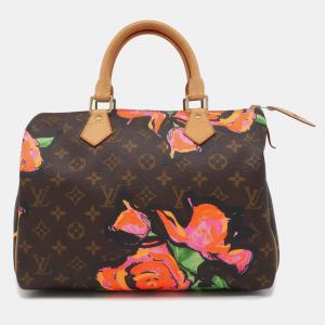 Louis Vuitton Brown Monogram Canvas Roses Speedy 30 Bag