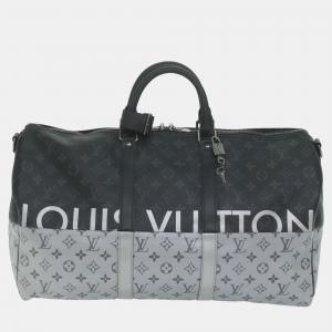Louis Vuitton Black Split Canvas Keepall Bandouliere 50  Duffel Bag