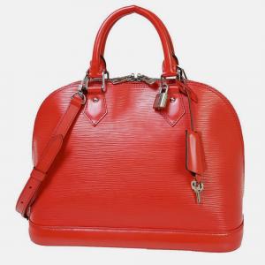 Louis Vuitton Red Leather PM Alma Satchel Bag