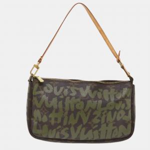 Louis Vuitton Green Canvas Pochette Accessoire clutch bag