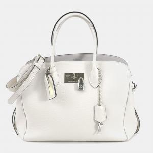 Louis Vuitton White Chalk Pebbled Veau Nuage Leather Milla MM Bag