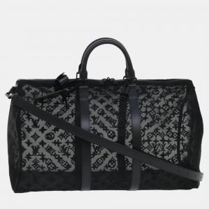 Louis Vuitton Black Mesh Keepall Bandouliere 50 travel Duffel Bags