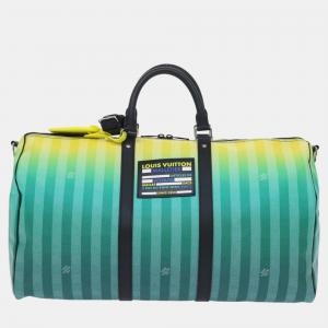 Louis Vuitton Green Damier Stripes Canvas 50 Keepall Bandouliere Duffel Bags