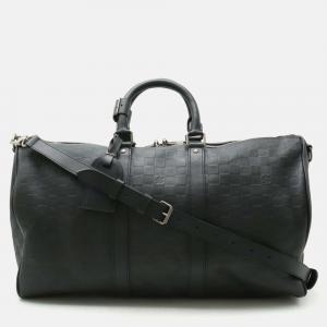 Louis Vuitton Black Damier Infini Keepall Bandoulière Duffel Bag