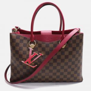 Louis Vuitton Red/Brown Damier Ebene LV Riverside Handbag 