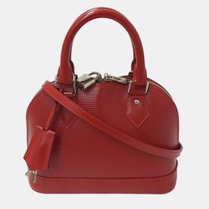 Louis Vuitton Red Leather BB Alma Satchel Bag