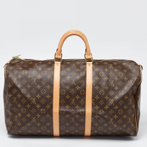 Pre Owned Louis Vuitton Brown Monogram Canvas Keepall 55 Bag