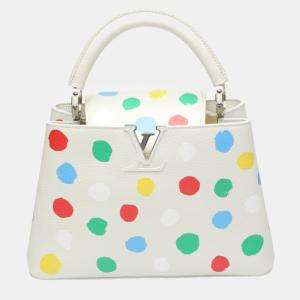 Louis Vuitton x Yayoi Kusama White Leather Capucines Painted Top Handle Bag