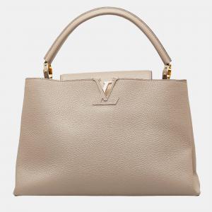 Louis Vuitton Grey Leather Capucines MM Top Handle Bag