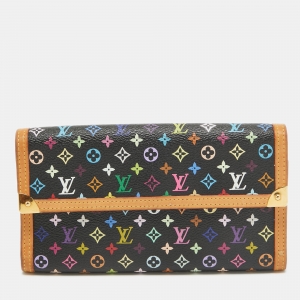 Pre Owned Louis Vuitton Black/Multicolor Monogram Canvas Porte Tresor International Wallet