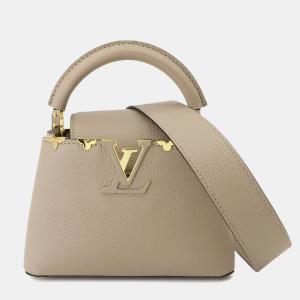 Louis Vuitton Beige Leather Mini Capucines Top Handle Bags