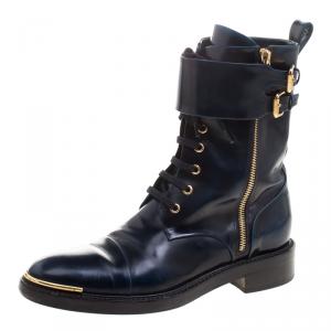 Pre Owned Louis Vuitton Navy Blue Leather Like A Man Ranger Boots Size 37.5