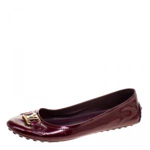 Pre Owned Louis Vuitton Amarante Patent Leather Oxford Ballet Flats Size 37.5