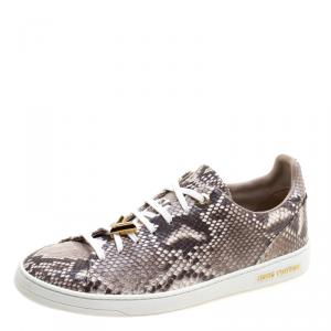 Louis Vuitton Two Tone Python Leather Front Row Lace Up Sneakers Size 40
