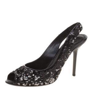 مملوكة مسبقًا صندل لوي فيتون ليزا ترتر ثنائي اللون مقدمة مفتوجة بفتحة كعب مقاس 37.5