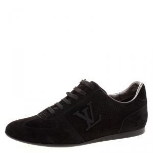 Louis Vuitton Black Perforated Suede Low Top Sneakers Size 37