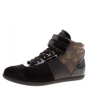 Louis Vuitton Black Monogram Canvas/Leather and Suede Move Up Sneaker Boots Size 36