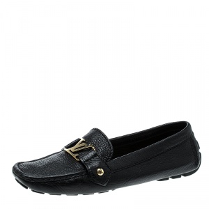 Pre Owned Louis Vuitton Black Leather Oxford Loafers Size 39