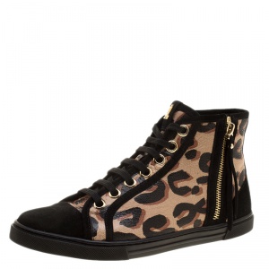Louis Vuitton Black Suede and Leopard Print Leather Stephen Sprouse Punchy High Top Sneakers Size 36.5