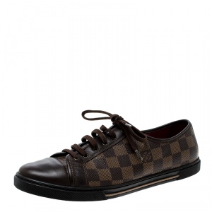 Louis Vuitton Damier Ebene And Leather Punchy Low Top Sneakers Size 40