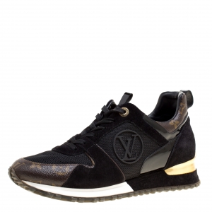 Louis Vuitton Brown/Black Monogram Canvas and Suede Run Away Lace Up Sneakers Size 39