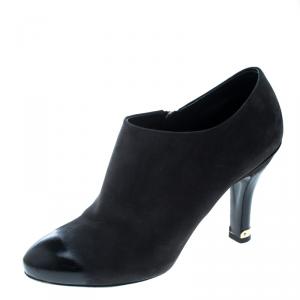 Pre Owned Louis Vuitton Black Suede Ankle Booties Size 39.5