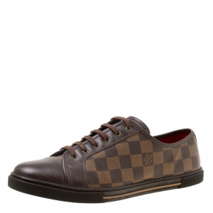 Louis Vuitton Damier Ebene And Leather Punchy Low Top Sneakers Size 40